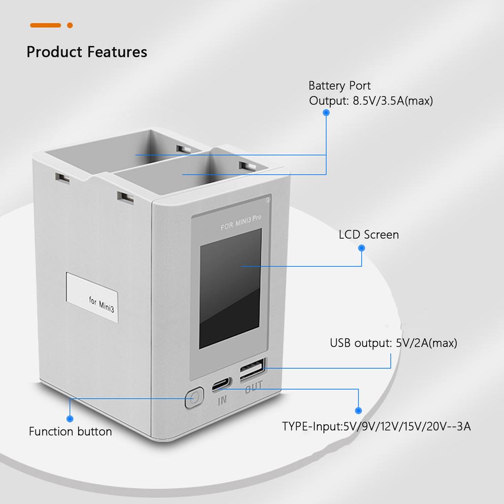 Двусторонний цифровой дисплей зарядный концентратор аккумулятор интеллектуальное зарядное устройство для DJI Mini 4 Pro/Mini 3 Pro зарядка Butler Power Bank дрон