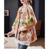 2025 Flower Sweaters Cardigan Autumn Women Print O-Neck Sweaters Knitting Loose Orange Sweater