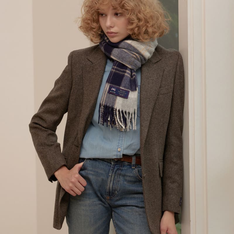 ABRAHAM MOON Шаль-шарф из мериносовой шерсти 50 см - Полузеленый серебристый