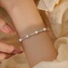 Natural freshwater pearl bracelet, natural aquamarine beaded elastic string bracelet, fresh and stylish fashion jewelry