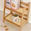 1Set Storage Rack Work Display Rack Kitchen 2-layer Bedroom Cup Holder Vine Weaving Storage Rack