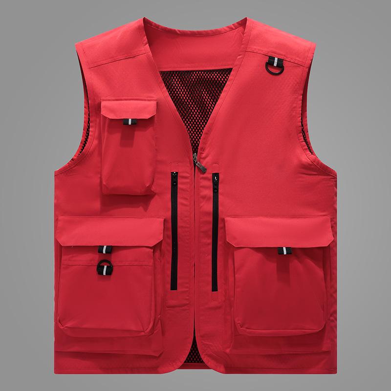 M-5XL Large Size Men's Solid Color Jacket Casual Coat Multi-pocket Sleeveless Vest Spring And Autumn Loose Vest Men's Clothing