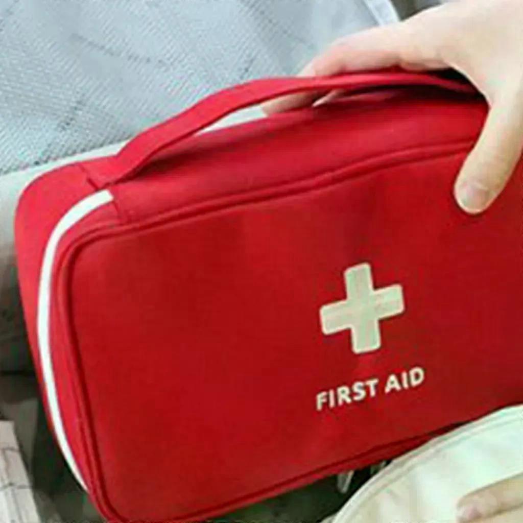 Medicine Bag Travel First Aid Kit Bag, First Aid Kit Emergency Portable Travel Outdoor Camp Survival Medical Bag Built In Pockets And Compartment (Red