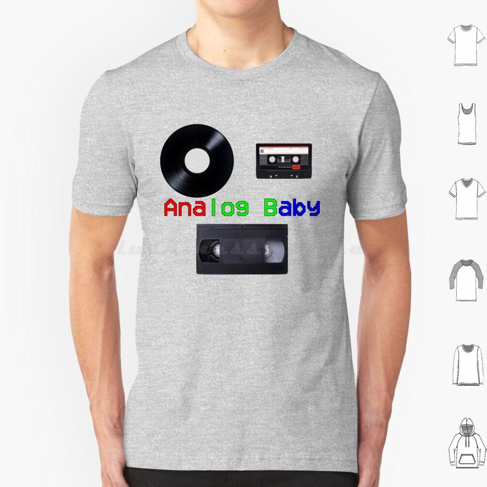 Analog Baby T Shirt Cotton Men Women DIY Print Vhs Cassette Vinyl Records Cassette Tape Analog Vhs Tapes Vinyl Record Retro 80s
