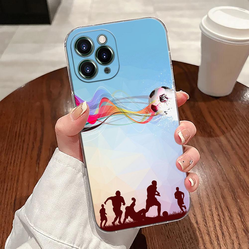 Fire Football Case For Apple iPhone 17 16 15 14 13 12 11 Pro Max 16 Plus 16E 17Air 17Pro Phone Cover Soccer Ball Silicone Funda