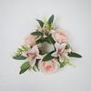 Silk Candle Ring Artificial Flowers Mini Rose Wreath New Candlestick Wreath  Dining Table Core