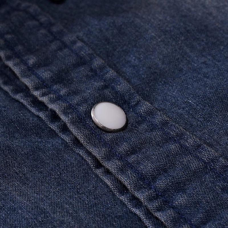 Новые мужские джинсовые рубашки с длинным рукавом, повседневные тонкие стильные рубашки из потертого хлопка