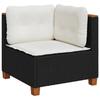 VidaXL Garden Corner Sofa with Cushions Black Wicker 365902