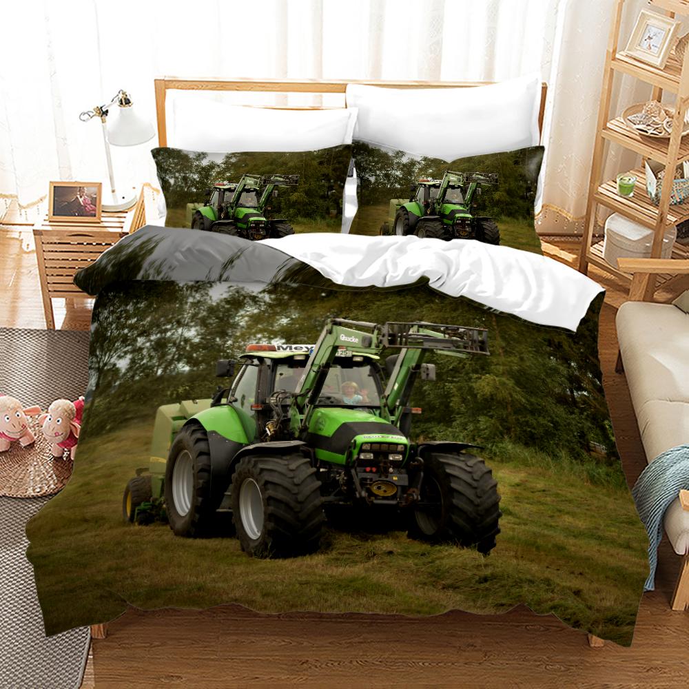 Tractor Duvet Cover Set Bedspread Full Queen King Size,Monster Truck Bedding Set Bed Set Farm Tool Cart Comforter Cover Set
