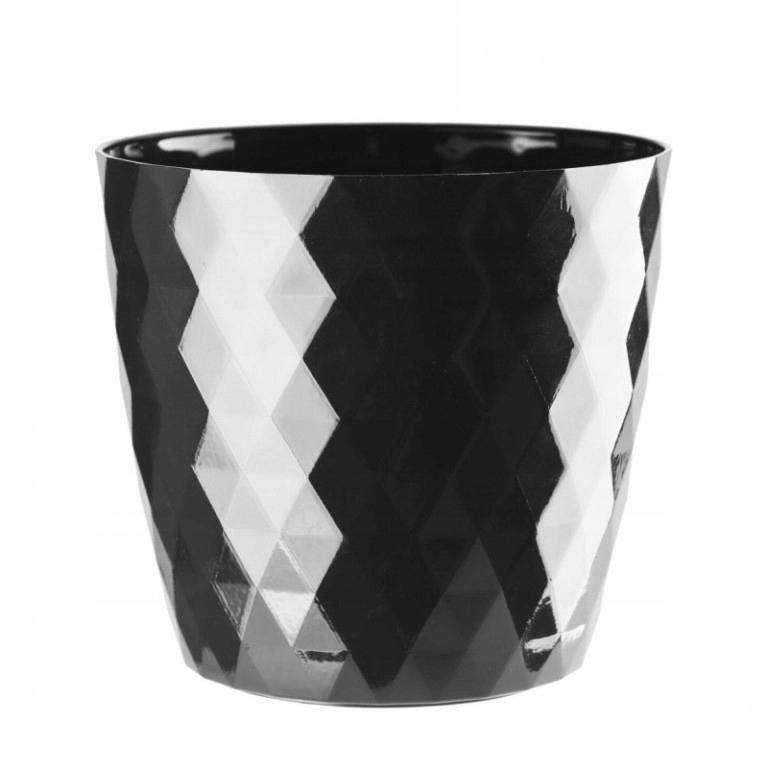 Round black plastic flowerpot 16 cm Cristal