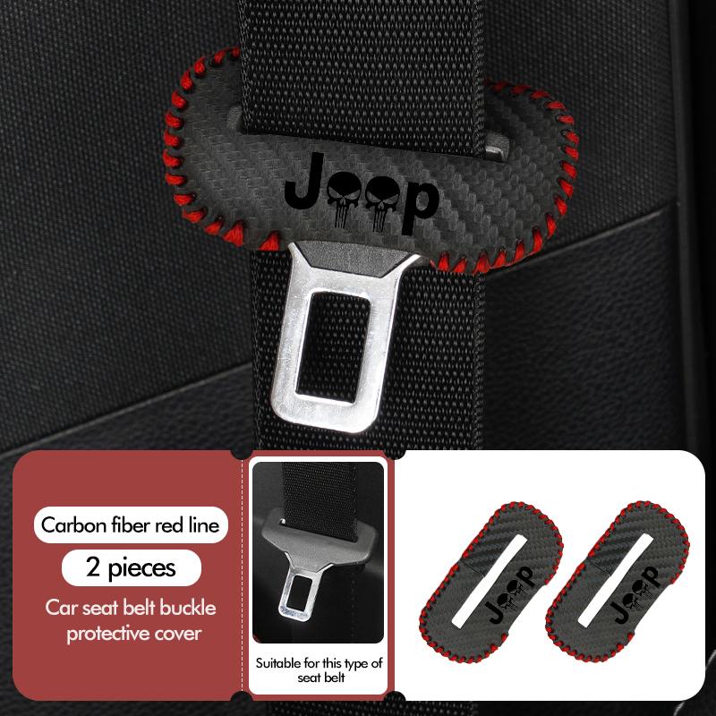 1/2pcs Car Leather Safety Belt Buckle Plug Protective Covers Interior Accessories For Jeep Grand Cherokee Patriot Renegade AMP1
