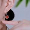 Французские винтажные серьги из хрустального циркона в виде красного кленового листа для женщин, темпераментные серьги с кисточками из стразов, праздничные украшения, бижутерия, подарок