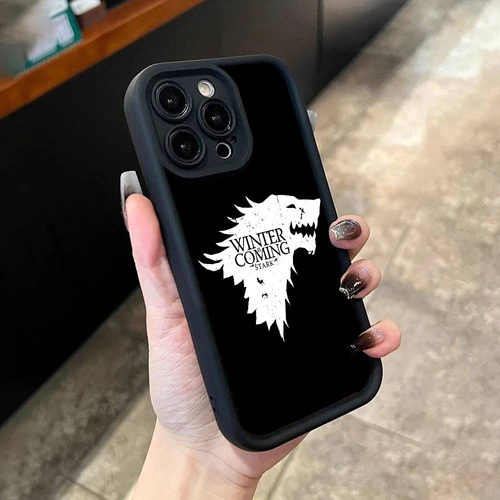 W-Winter Is C-Coming Phone Case For iPhone 17,16,15,14,13,12,11,Pro,Max,Plus,X,XS,SE4,E,Mini Black Thickened border Case