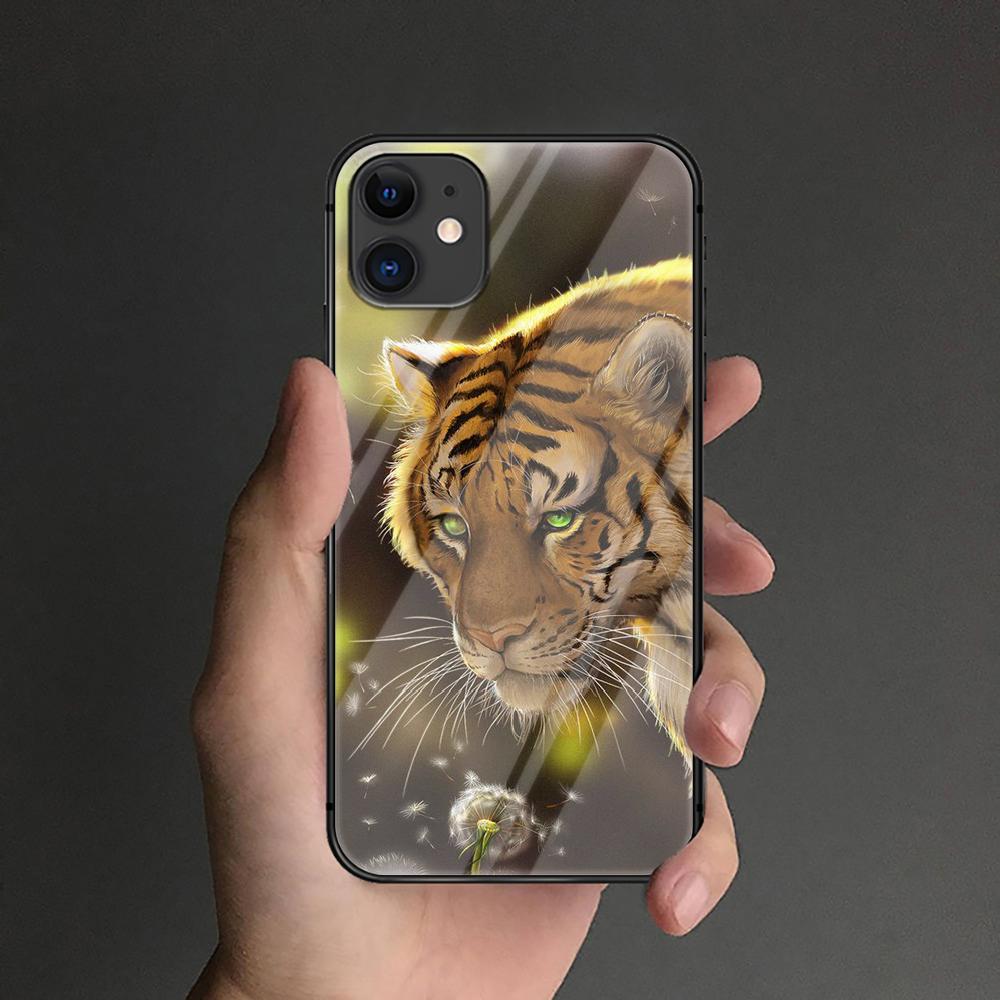 Чехол из закаленного стекла с тигром для iPhone Samsung Galaxy OnePlus Oppo Xiaomi Redmi Note SA 7 8 9 10 11 12 13 14 20 21 22 53 Pro Max Plus Ultra