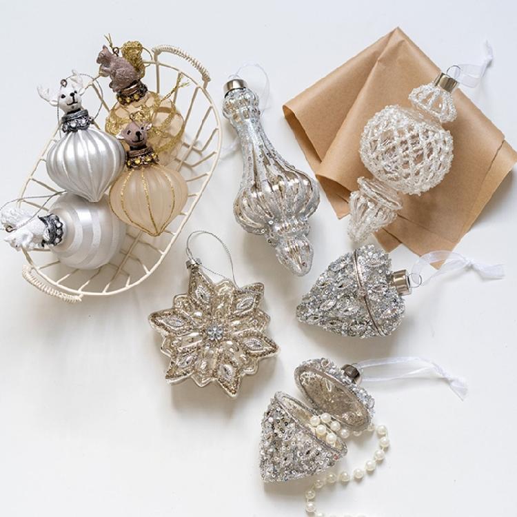 Премиальные стеклянные рождественские украшения с креативной формой капель, белок и динамичной детализацией с блестками