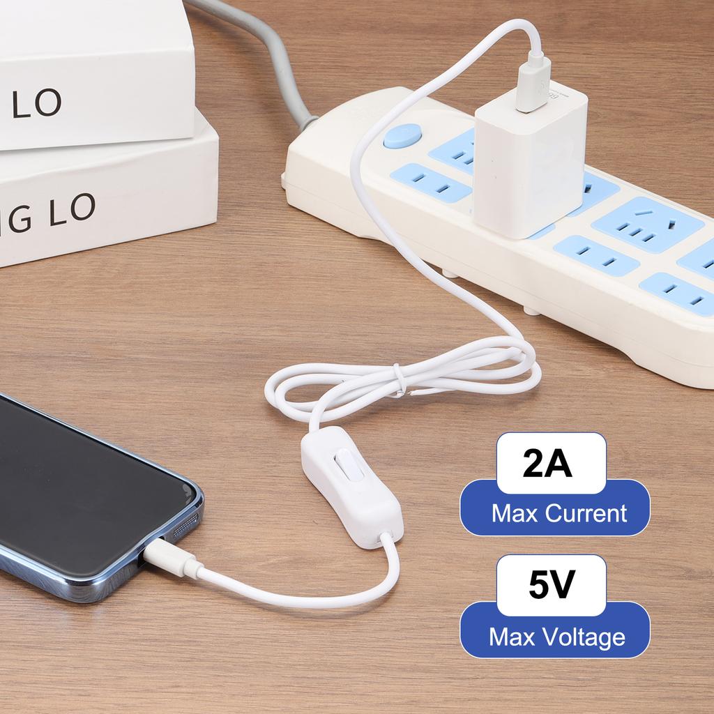 1/2Pcs 1/1.5/2m USB Extension Cable with on Off Switch Type C to USB Male Data Support Power Supply Cord 4Core Wire for Lamp Fan