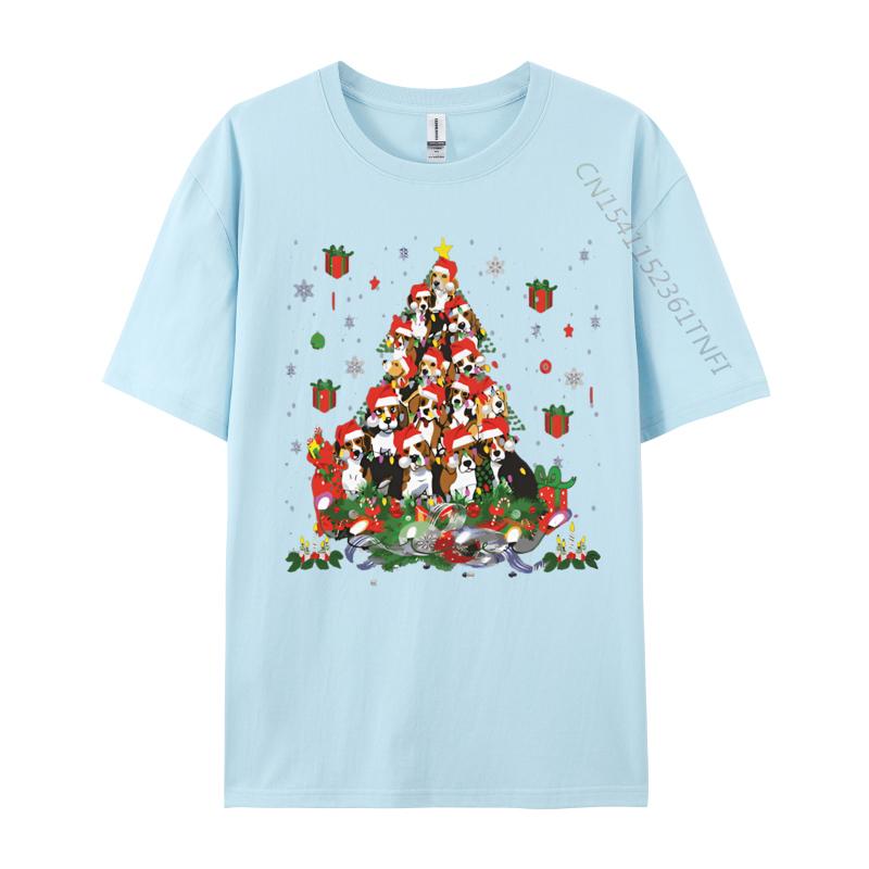 Beagle Christmas Funnys Beagle Xmas T Shirts Print Tee Shirts Tops Clothes Blue And White Graphic T Shirts