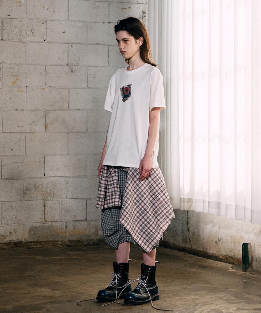 THEVINYLHOUSE Three-Quarter Check Pants Blue