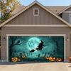 16 x 7 FT Halloween Garage Door Cover Decorations – Witch Moon Graveyard Gara...