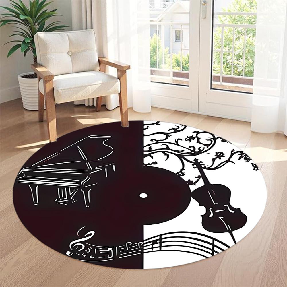 Music Round Office Rug Suitable for Bedrooms Dormitory Foyer Hallway Antislip Round Carpet Office home decor Perfect Gift for Women Men