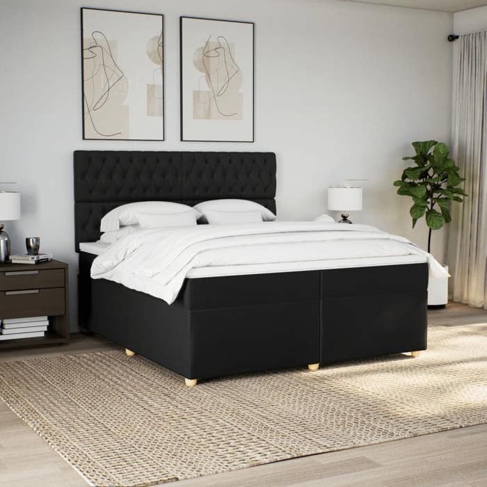 Maison Exclusive - Sommier à lattes de lit avec matelas Noir 200x200 cm Tissu