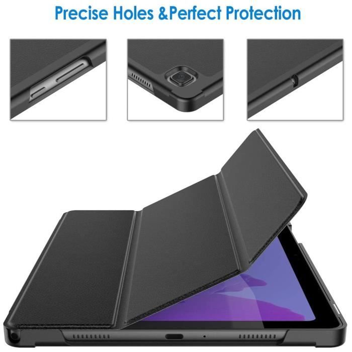 Coque Tablette - E.F.CONNECTION - pour Samsung TAB A7 - Cuir PU - Microfibres - Protection Multi Angles