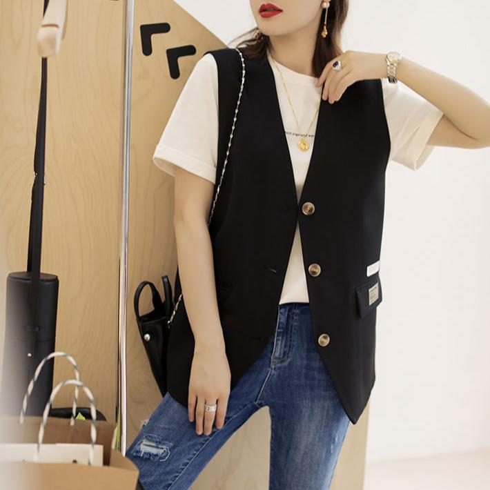 Женский жилет в британском стиле со свободным кроем для весеннего пальто