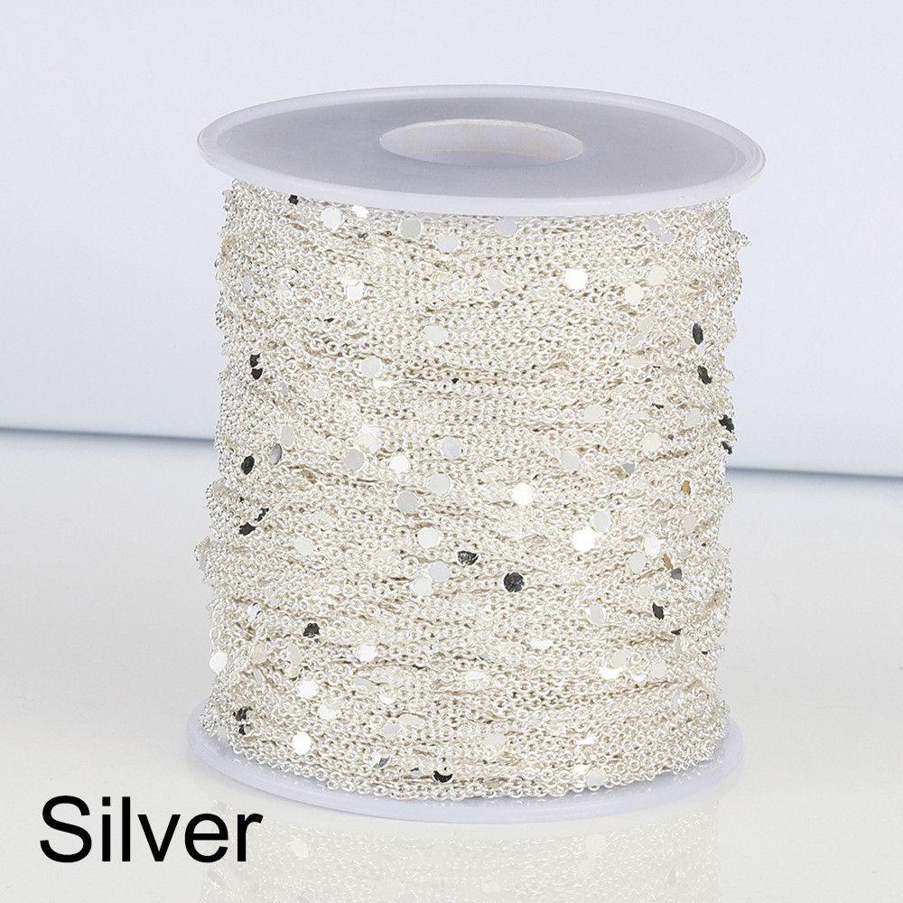 Gold Silver Copper Cable Necklace Components Craft DIY 2M Sequins Chain Findings Jewelry Making