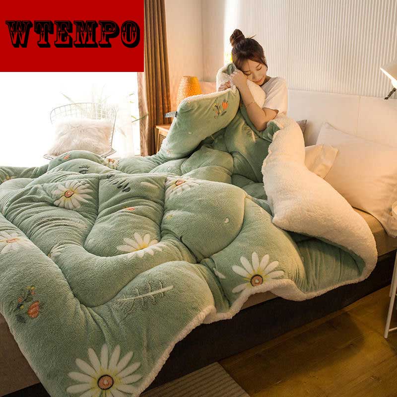 Одеяло из пуха ягненка с креативным принтом, утолщенное теплое зимнее одеяло, 5 кг, двустороннее пуховое хлопковое одеяло, осеннее и зимнее плюшевое одеяло, ядро