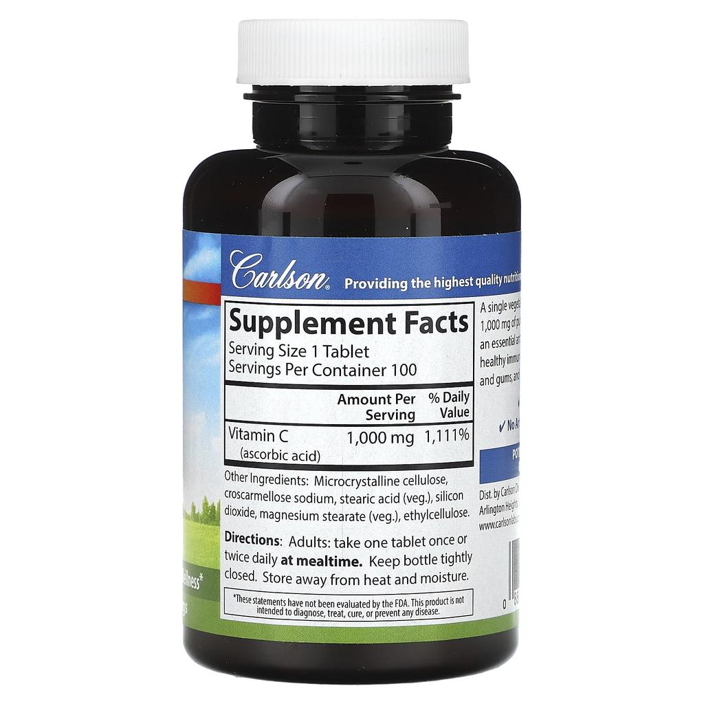 Vitamin C, 1,000Mg, Veggie Tablets 100 Tablets