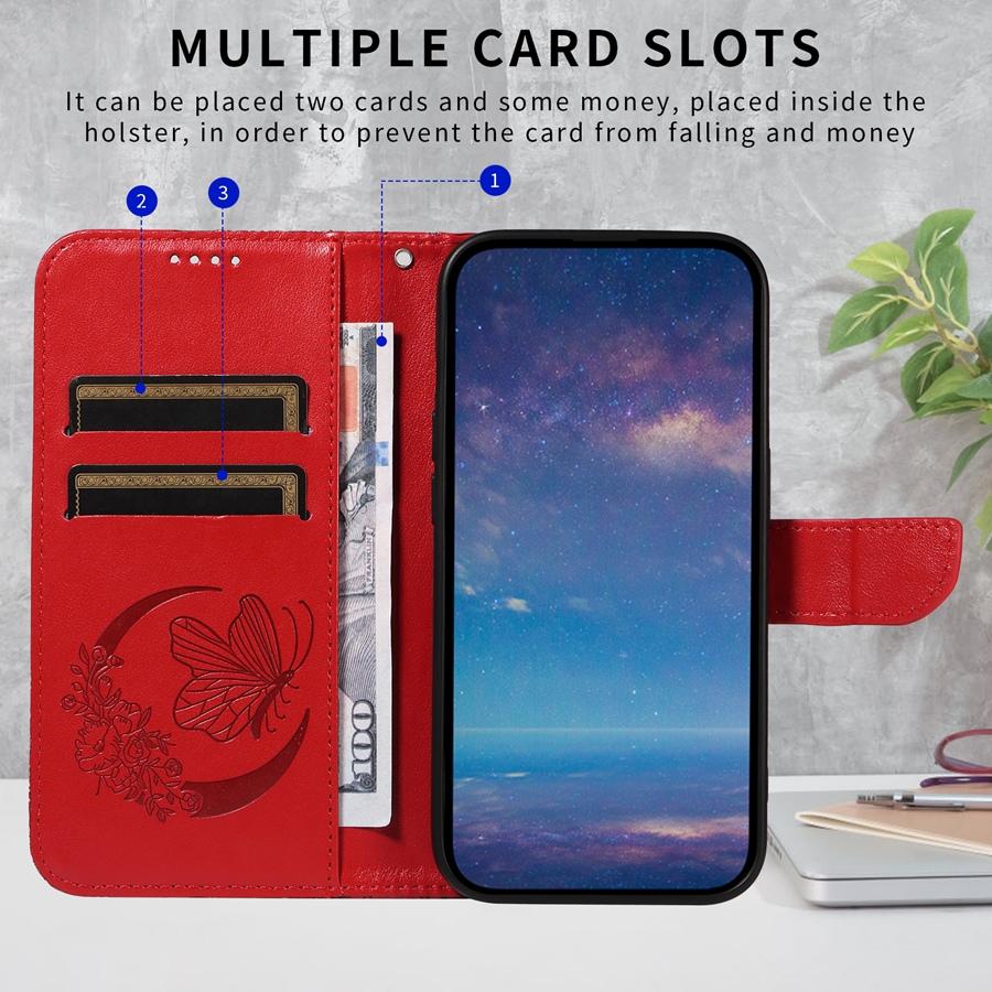 Чехол для телефона из кожи с тиснением в виде бабочки для VIVO Y18 Y28 Y38 Y17S Y19S Y27 Y16 Y35 Y21S Y20 V29E V29 V27 S18 S19, чехол-кошелек с ремешком