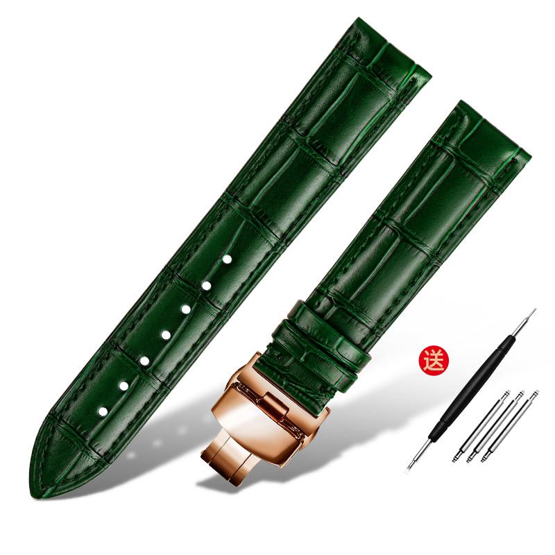 Браслет из натуральной кожи 16 мм, 18 мм, 20 мм, 22 мм, ремешок для часов ro-lex tissot, бамбуковый синий зеленый ремешок для наручных часов