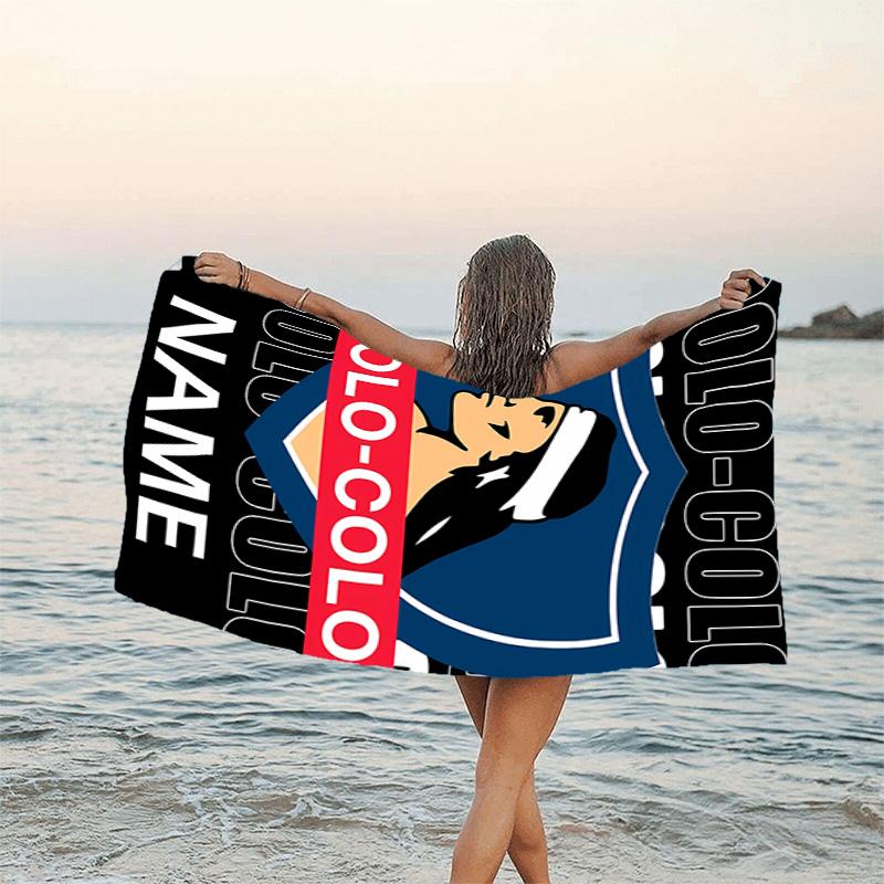 1pc Football4 Beach Towel with Custom Name, Beach/Swimming/Bath/Picnic/Camping Towel, Suitable for Seaside Beaches