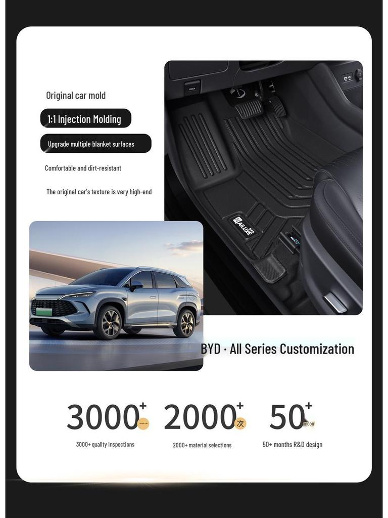 Совместимые ТПЭ коврики для BYD: Qinplus, Song L/Pro, Dolphin, Dolphin Seagull, Seal, 06DM, Yuan UP, Han.