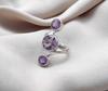 Amethyst 3-Stone Ring: Sterling Silver February Birthstone, Handmade