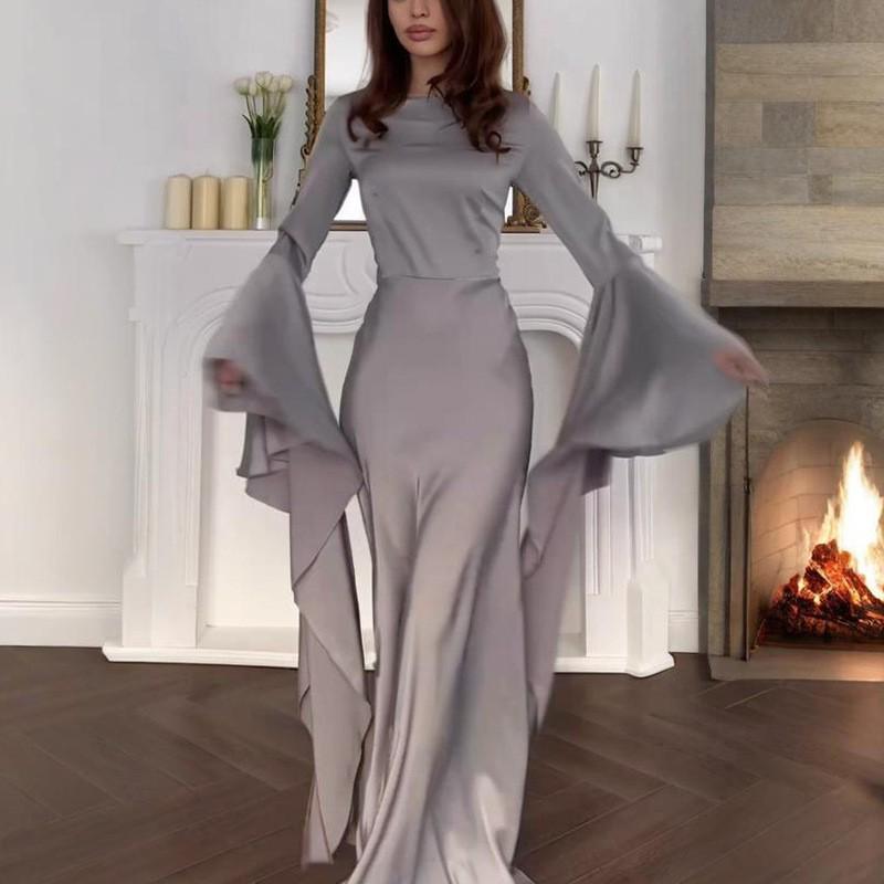 2024 Autumn/Winter Women's Flowing Sleeve Evening Dress with Big Swing Style