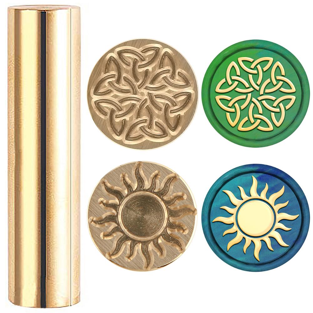 1pc 2 Sides Wax Seal Stamp Celtic Knot Sun Brass pattern Column Mini Brass Gun Sealing Wax Stamps 15mm Wax Seal Column