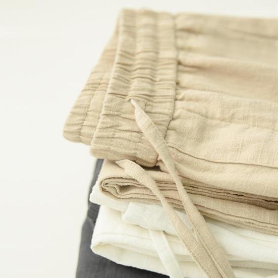 Men Long Pants Adjustable Drawstring Elastic Waist Casual Trousers with Pockets Solid Color Versatile Casual Wear