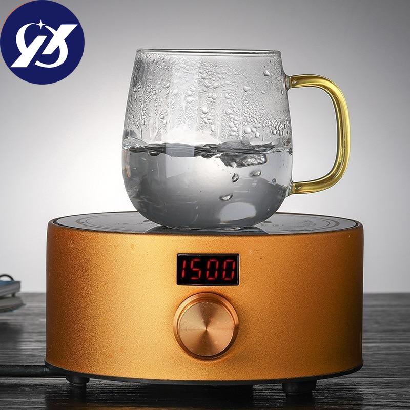 Креативная стеклянная чашка для заварки чая с прозрачной ручкой-фильтром, бамбуковая крышка, термостойкая цветочная чайная чашка, офисная чайная кружка, посуда для напитков