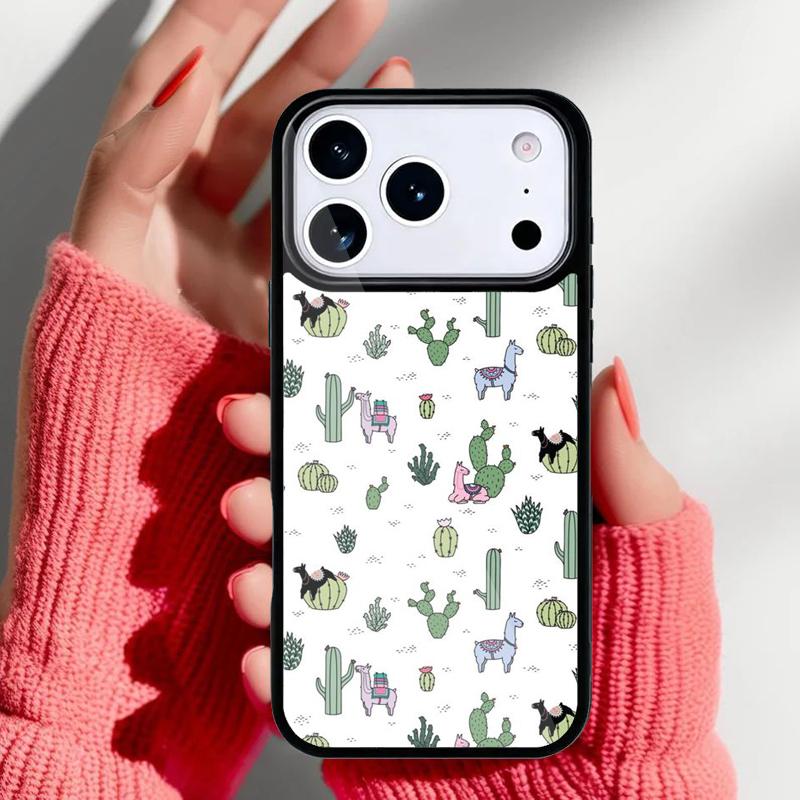 Чехол для телефона с узором из лам и альпак для iPhone 17 16 15 14 13 Pro Max Задняя крышка для 12 11 Pro Coque