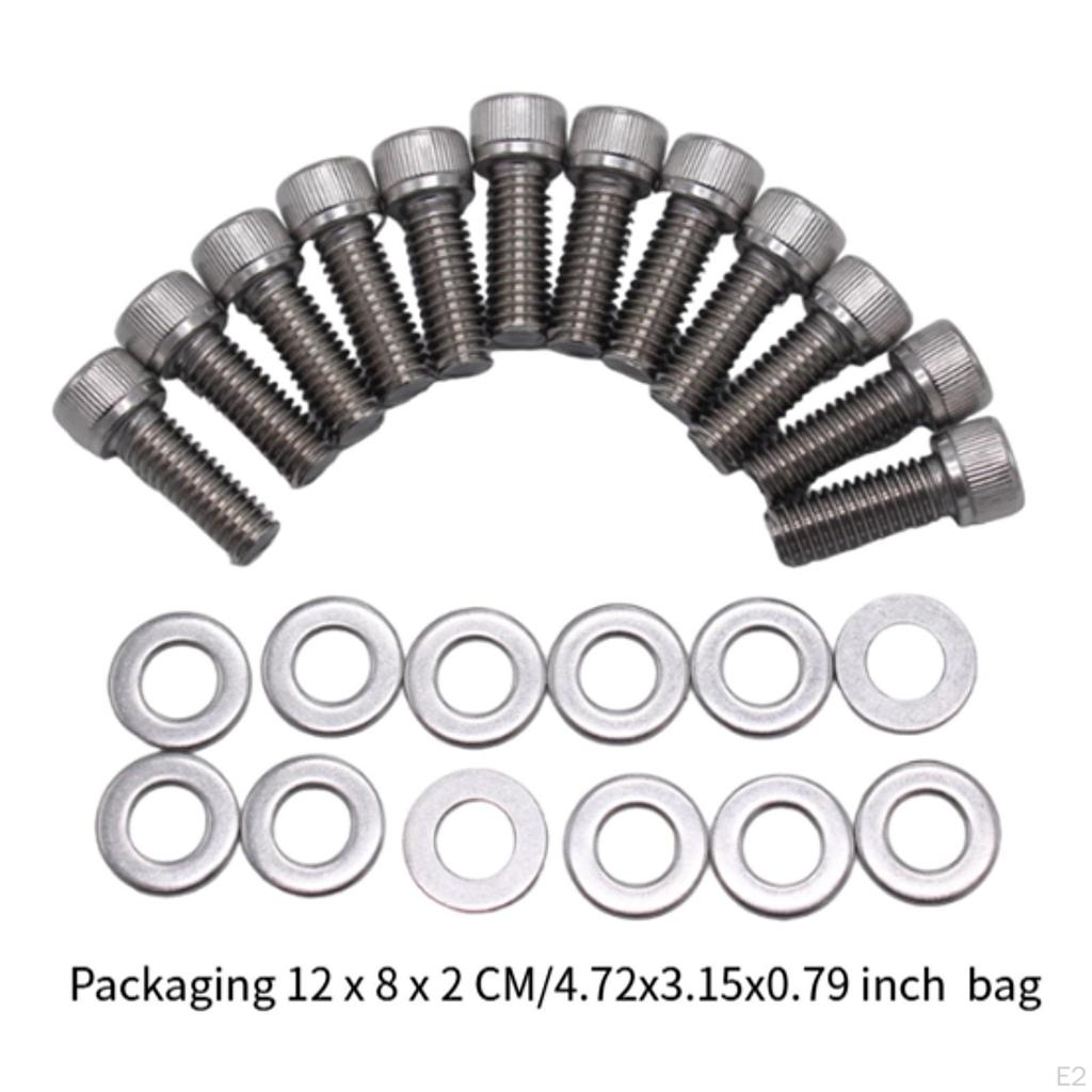 12x Exhaust Pipe Studs Nuts Fastener Bolts with Washers Hardened Sturdy 304 Stainless Steel Car