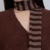 geegee fluffy stripe long scarf - brown