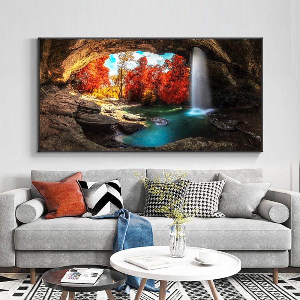 Пейзажи с водопадом, постеры и принты, холст, картина, природа, отверстие, Куадрос, настенные художественные фотографии для гостиной, домашний декор, без рамки