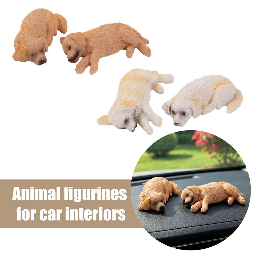 Sleeping Dog Car Ornaments Simulated Golden Retriever Model Dog Toy Figure Birthday Gift