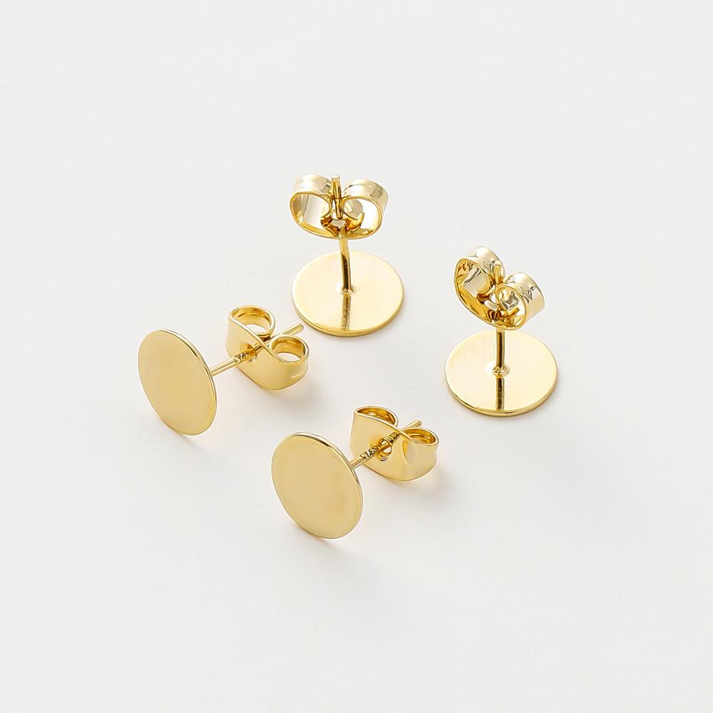 10pcs/lot 14K 18K Gold Plated Blank Post Earring Studs Base Pins With Earring Plug Findings Ear Back For DIY Jewelry Making