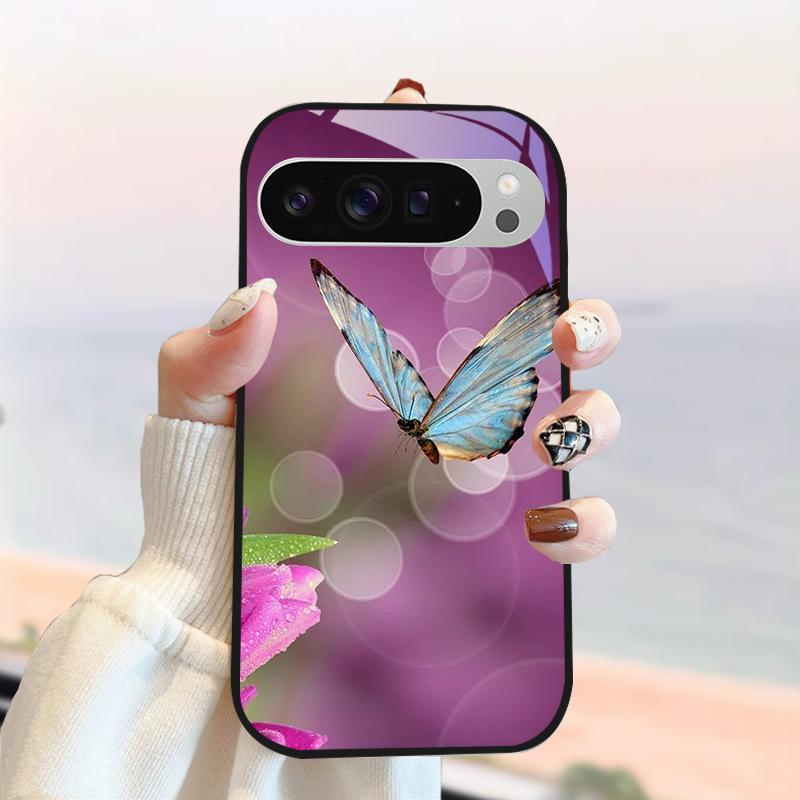 Для Google Pixel 9 Pro XL Модный стеклянный чехол Pixel9 Жесткий ПК Закаленное стекло Задняя крышка телефона Для Google Pixel 9a Ударопрочные чехлы
