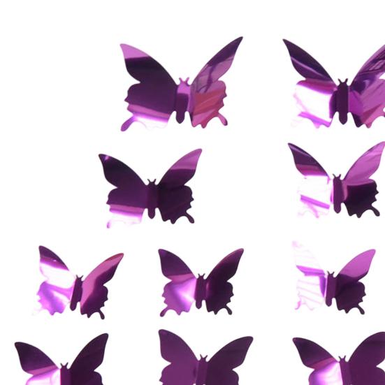 jijijing 12Pcs Butterfly Wall Decals, DIY 3D Mirror Stickers, Removable Decals for Birthday Party Bedroom School Bathroom Living Room Decor