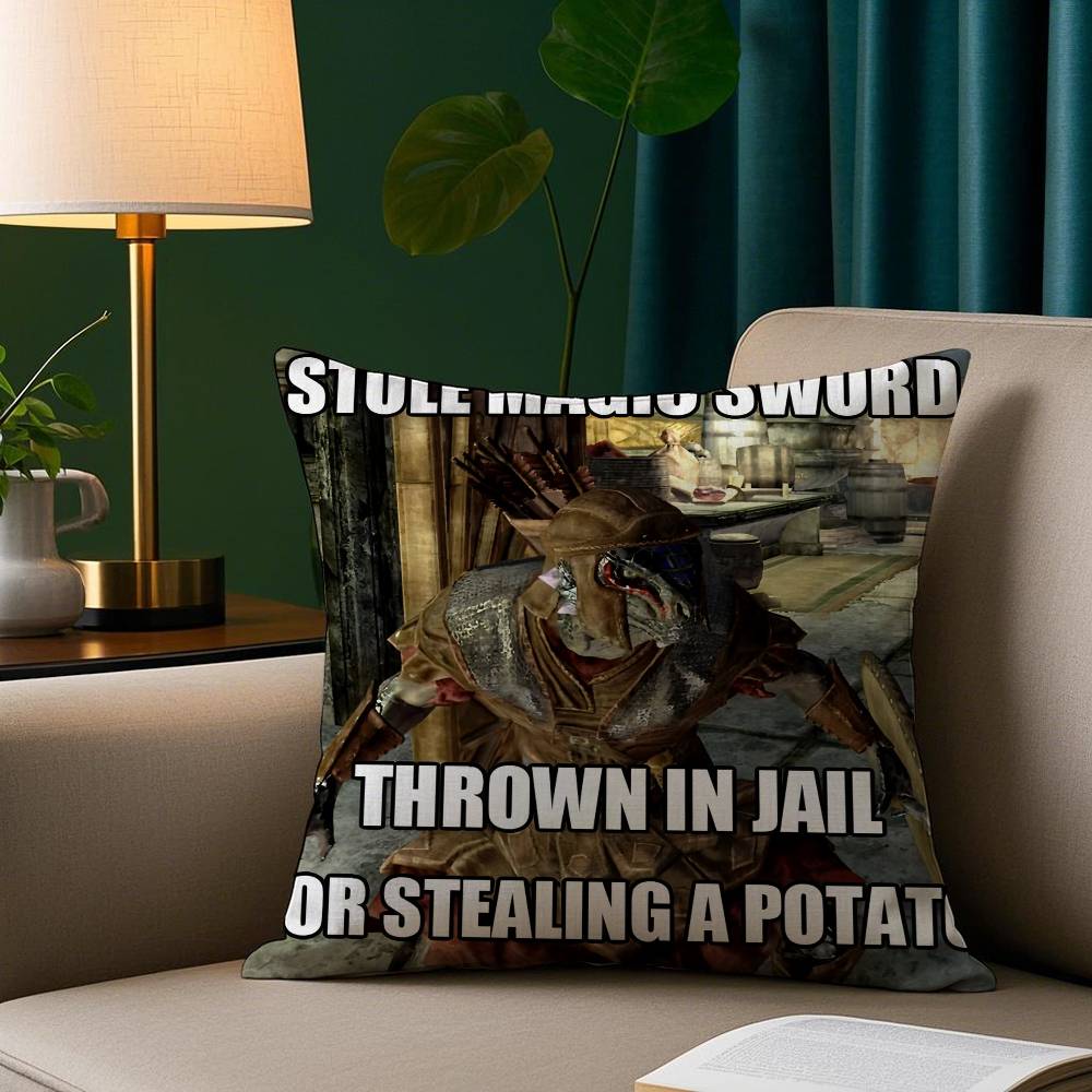 Эй Ты Ты Наконец Проснулся Мем Скайрим Наволочка Уютная Плюшевая Наволочка С Двусторонней Печатью – Домашний Подарок для Декора Спальни