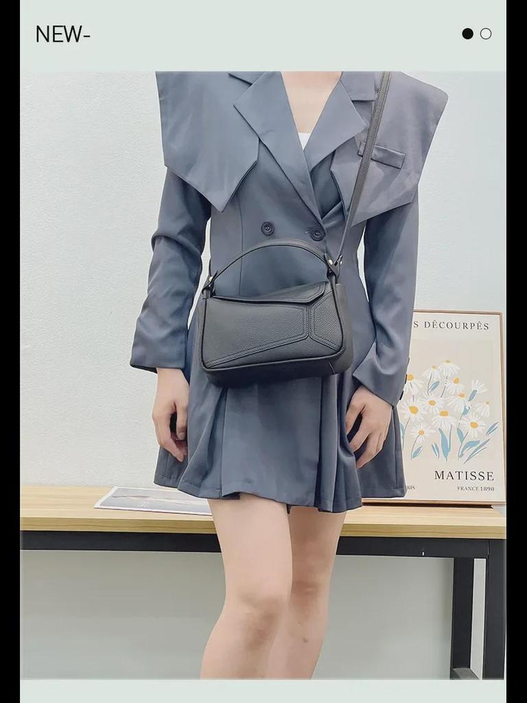 2024 Осень Женская Модная Универсальная Сумка из Коровьей Кожи на Одно Плечо