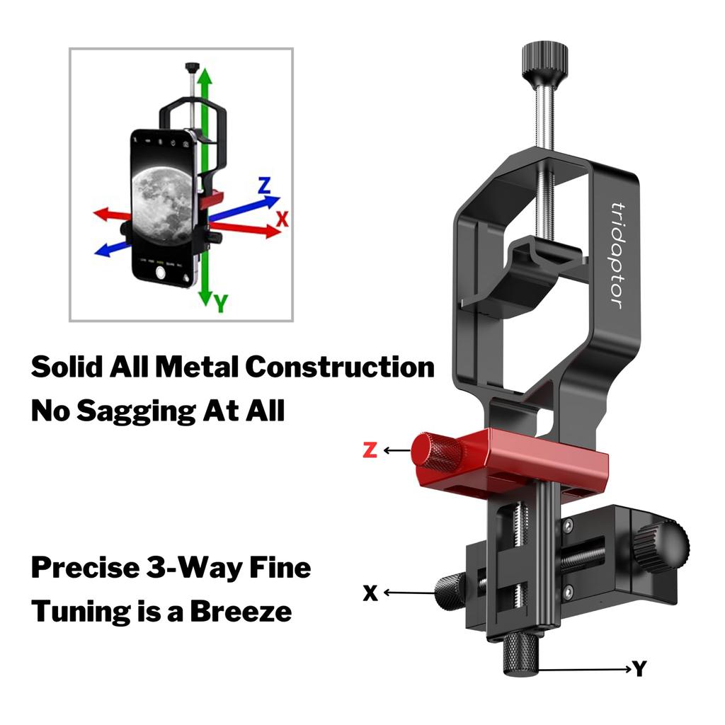 Универсальный адаптер для дигископирования tridaptor XYZ-001, 3-осевой металлический держатель для телефона, крепление для